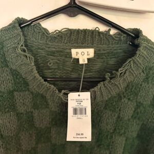 Buckle Green Textured Crew Neck Sweater